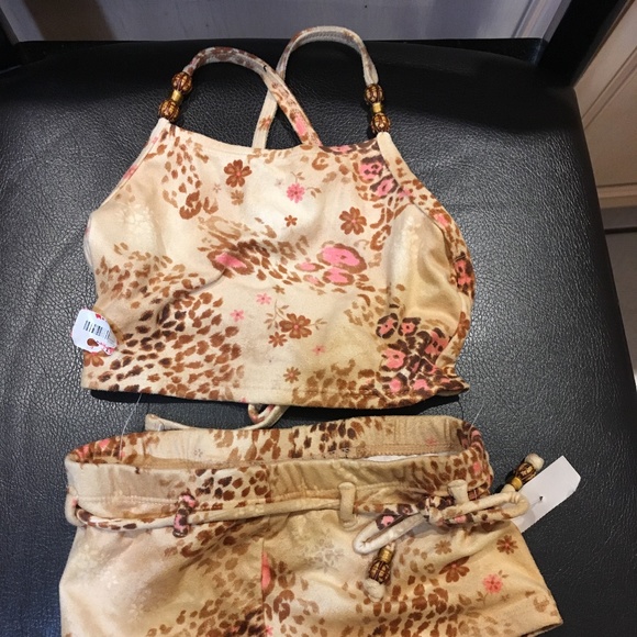 Coral Cove- Girl's  2 PC  Bikini Sz 4 NWT Animal Print /Beads NWT - Picture 4 of 8